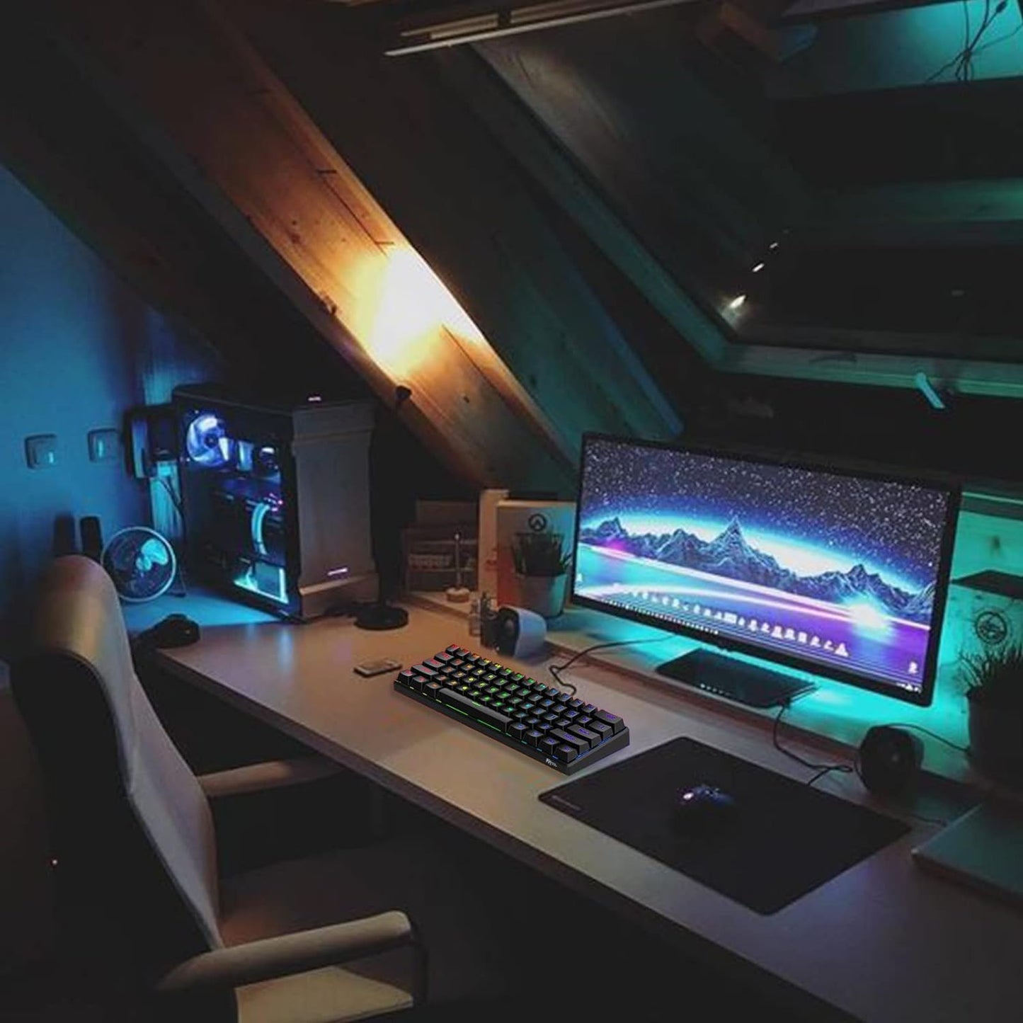 RK61 Royal Kludge — Teclado Mecánico 60% Hot-Swap RGB, 3 modos (BT/2.4G/USB)