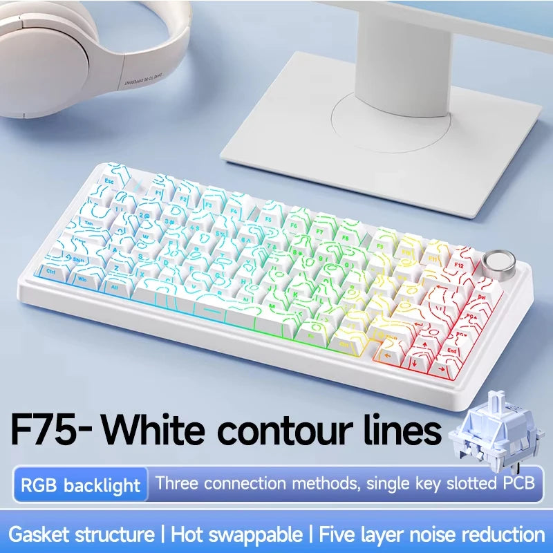 AULA F75 Pro — Teclado Mecánico 75% PBT Hot-Swap RGB (Bluetooth/2.4G/USB-C)