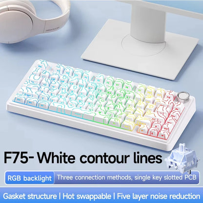 AULA F75 Pro — Teclado Mecánico 75% PBT Hot-Swap RGB (Bluetooth/2.4G/USB-C)