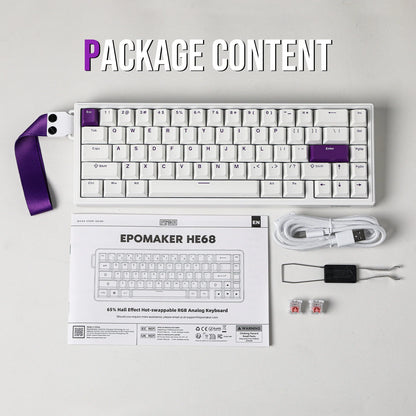 EPOMAKER HE68 – Teclado Mecánico Magnético 65% RGB, Hot-Swap, SOCD, 8000Hz para Gaming