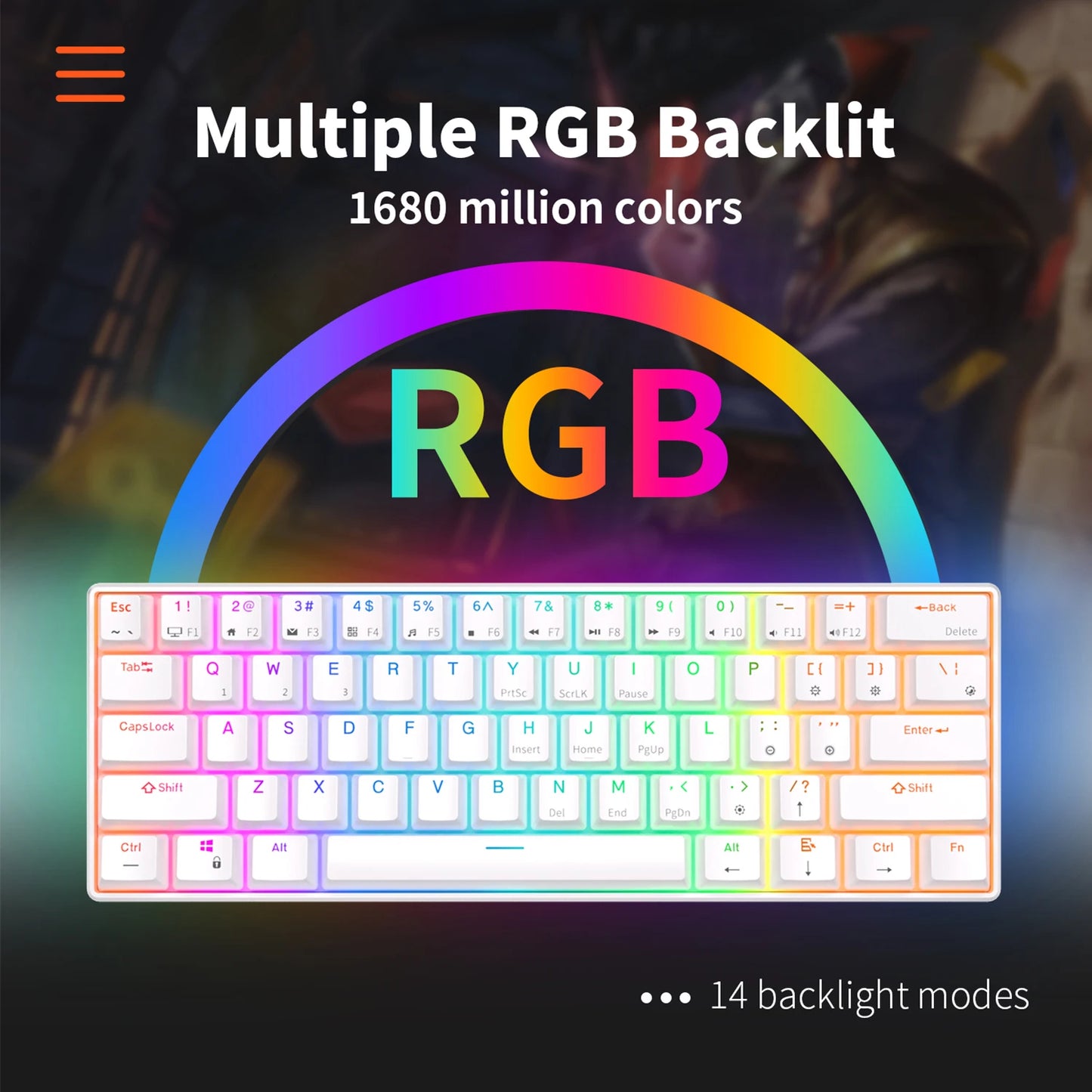 RK61 Royal Kludge — Teclado Mecánico 60% Hot-Swap RGB, 3 modos (BT/2.4G/USB)