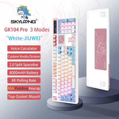 Teclado Mecánico GK104 Pro Skyloong – RGB, Hot-Swap, Pantalla LCD, Perillas Programables para Gaming Profesional