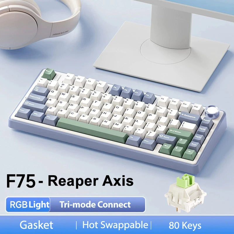 AULA F75 Pro — Teclado Mecánico 75% PBT Hot-Swap RGB (Bluetooth/2.4G/USB-C)