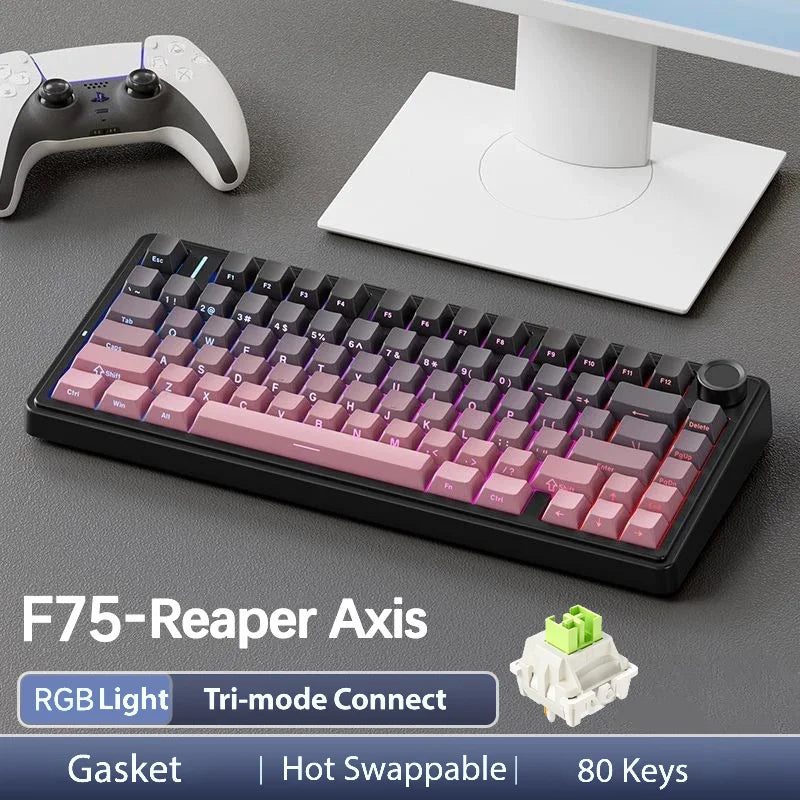 AULA F75 Pro — Teclado Mecánico 75% PBT Hot-Swap RGB (Bluetooth/2.4G/USB-C)
