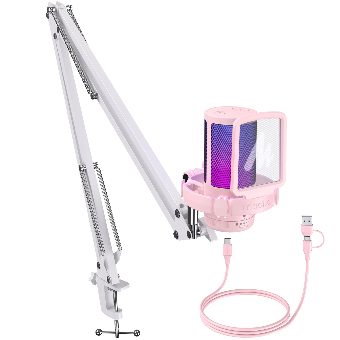 MAONO DGM20S – Micrófono USB de Condensador con Cancelación de Ruido y RGB