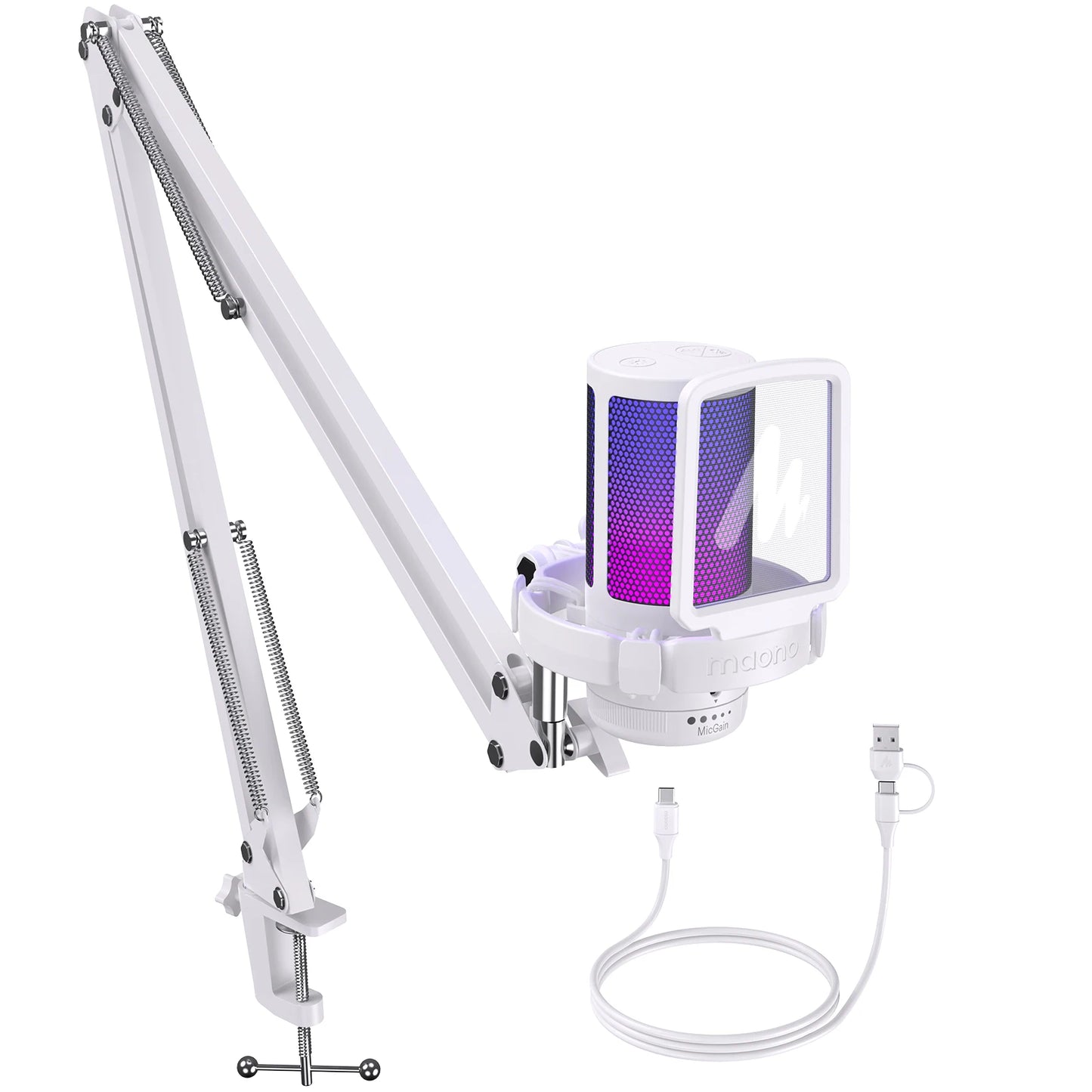 MAONO DGM20S – Micrófono USB de Condensador con Cancelación de Ruido y RGB