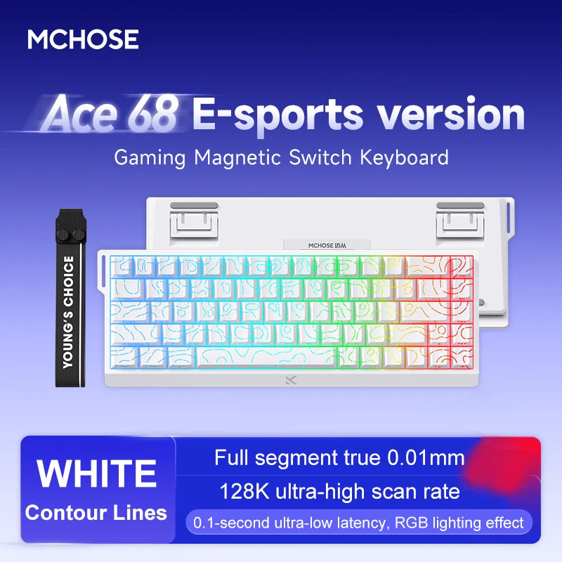 Teclado MCHOSE ACE 68 Pro – Interruptores Magnéticos, 8000 Hz, 0.1Ms Latencia, RGB Personalizable, 68 Teclas para Gaming Competitivo