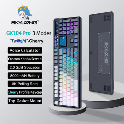 Teclado Mecánico GK104 Pro Skyloong – RGB, Hot-Swap, Pantalla LCD, Perillas Programables para Gaming Profesional