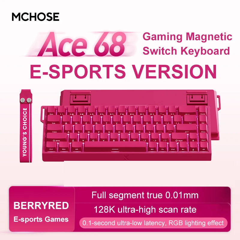 Teclado MCHOSE ACE 68 Pro – Interruptores Magnéticos, 8000 Hz, 0.1Ms Latencia, RGB Personalizable, 68 Teclas para Gaming Competitivo