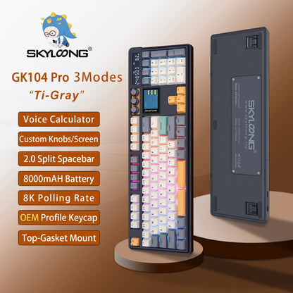 Teclado Mecánico GK104 Pro Skyloong – RGB, Hot-Swap, Pantalla LCD, Perillas Programables para Gaming Profesional