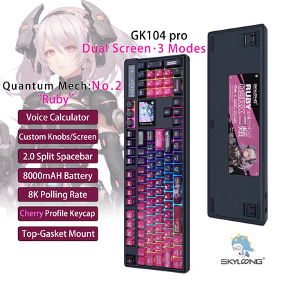 Teclado Mecánico GK104 Pro Skyloong – RGB, Hot-Swap, Pantalla LCD, Perillas Programables para Gaming Profesional