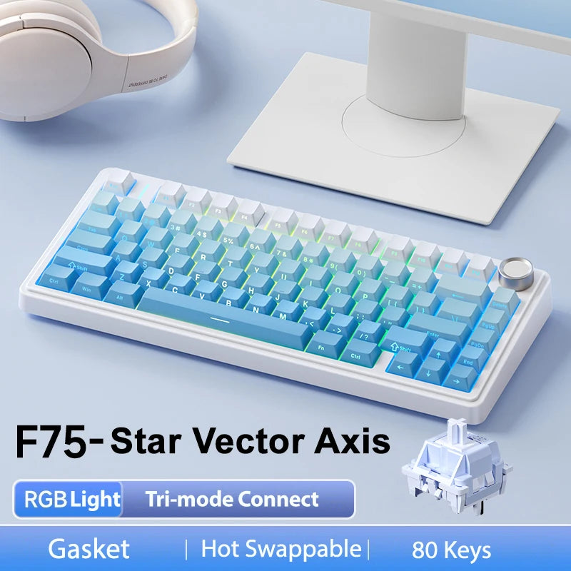 AULA F75 Pro — Teclado Mecánico 75% PBT Hot-Swap RGB (Bluetooth/2.4G/USB-C)