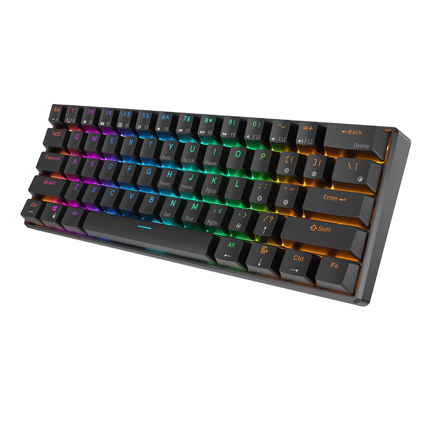 RK61 Royal Kludge — Teclado Mecánico 60% Hot-Swap RGB, 3 modos (BT/2.4G/USB)