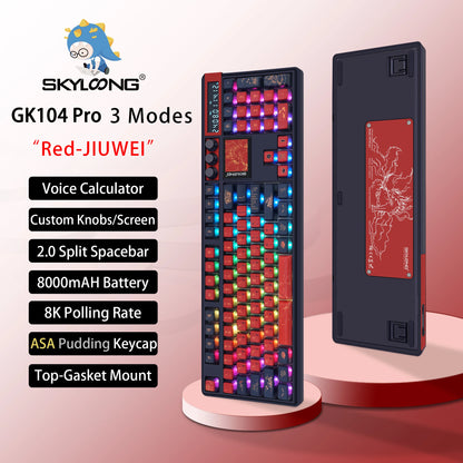 Teclado Mecánico GK104 Pro Skyloong – RGB, Hot-Swap, Pantalla LCD, Perillas Programables para Gaming Profesional