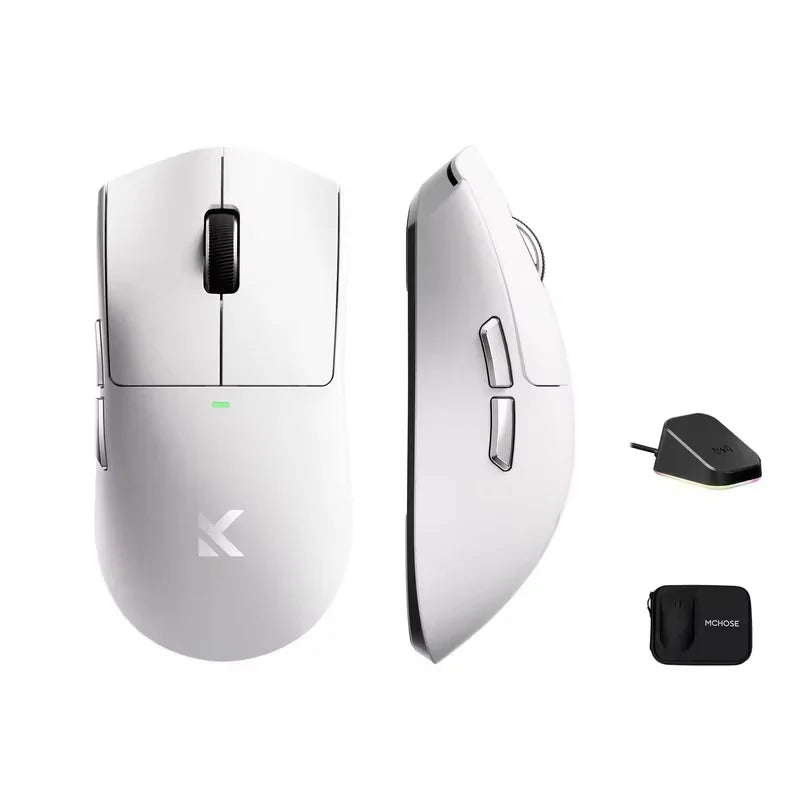MCHOSE K7 Ultra — Raton Gaming 42,000 DPI · 8KHz · USB/2.4G inalámbrico/Bluetooth