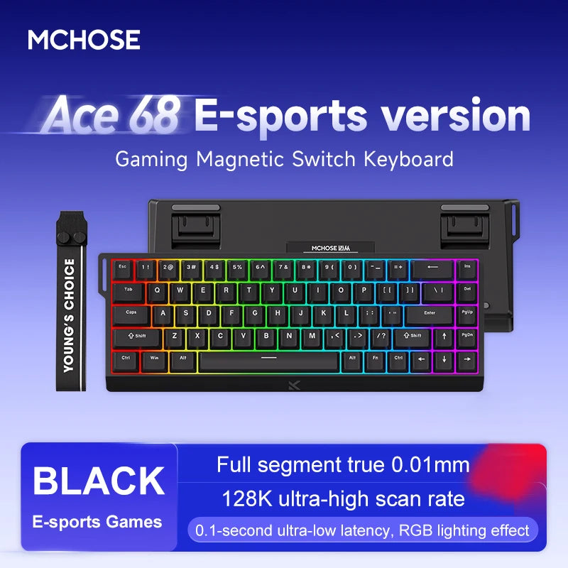 Teclado MCHOSE ACE 68 Pro – Interruptores Magnéticos, 8000 Hz, 0.1Ms Latencia, RGB Personalizable, 68 Teclas para Gaming Competitivo