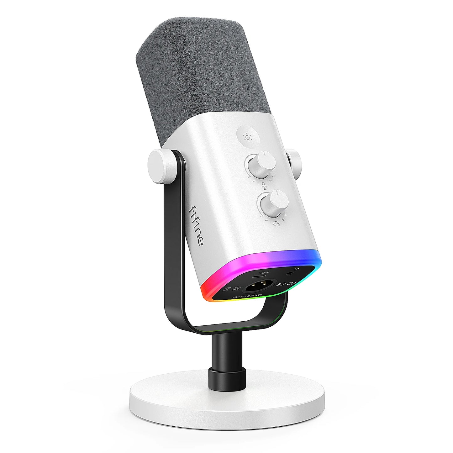 FIFINE Ampligame AM8 – Micrófono dinámico XLR/USB para streaming con RGB y monitoreo