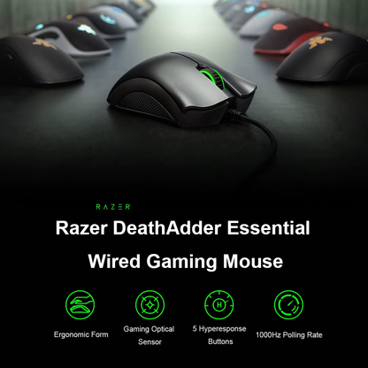 Razer DeathAdder Essential – Sensor 6400 DPI y 5 Botones Programables para Gaming