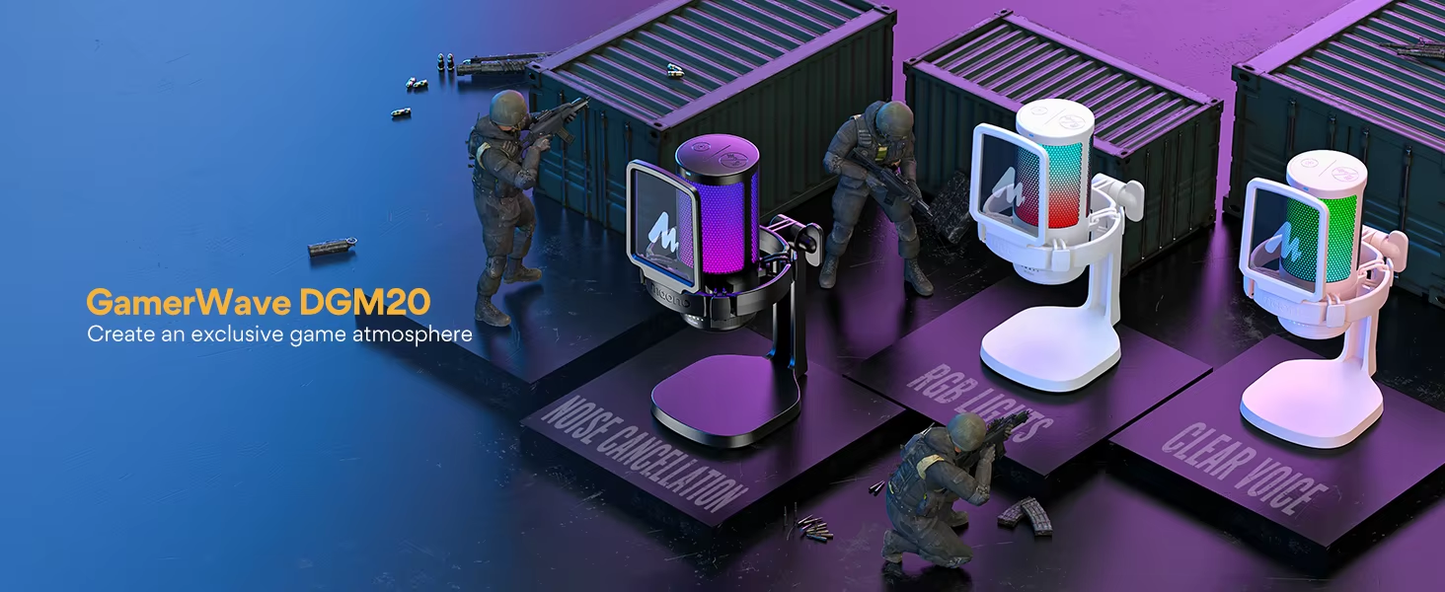 MAONO DGM20 – Micrófono USB con RGB, Mute Rápido y Cancelación de Ruido