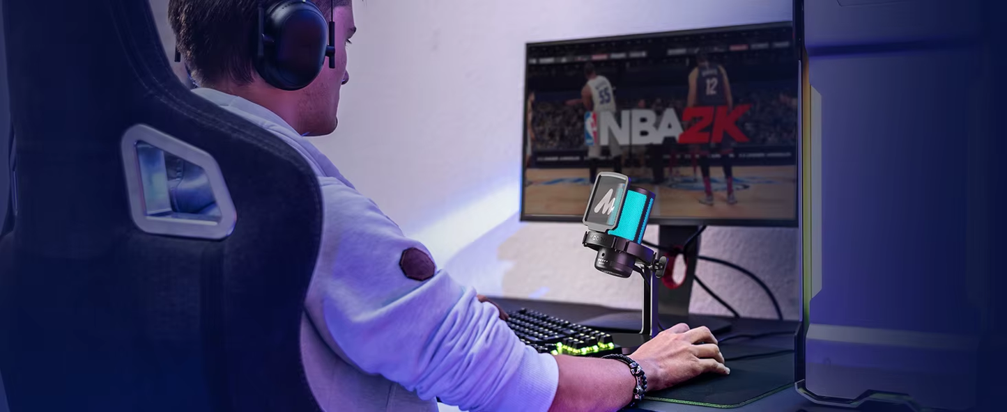 MAONO DGM20 – Micrófono USB con RGB, Mute Rápido y Cancelación de Ruido