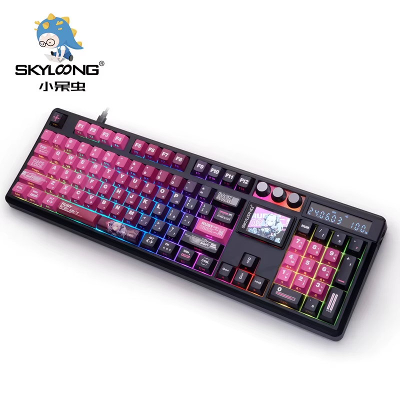 Teclado Mecánico GK104 Pro Skyloong – RGB, Hot-Swap, Pantalla LCD, Perillas Programables para Gaming Profesional