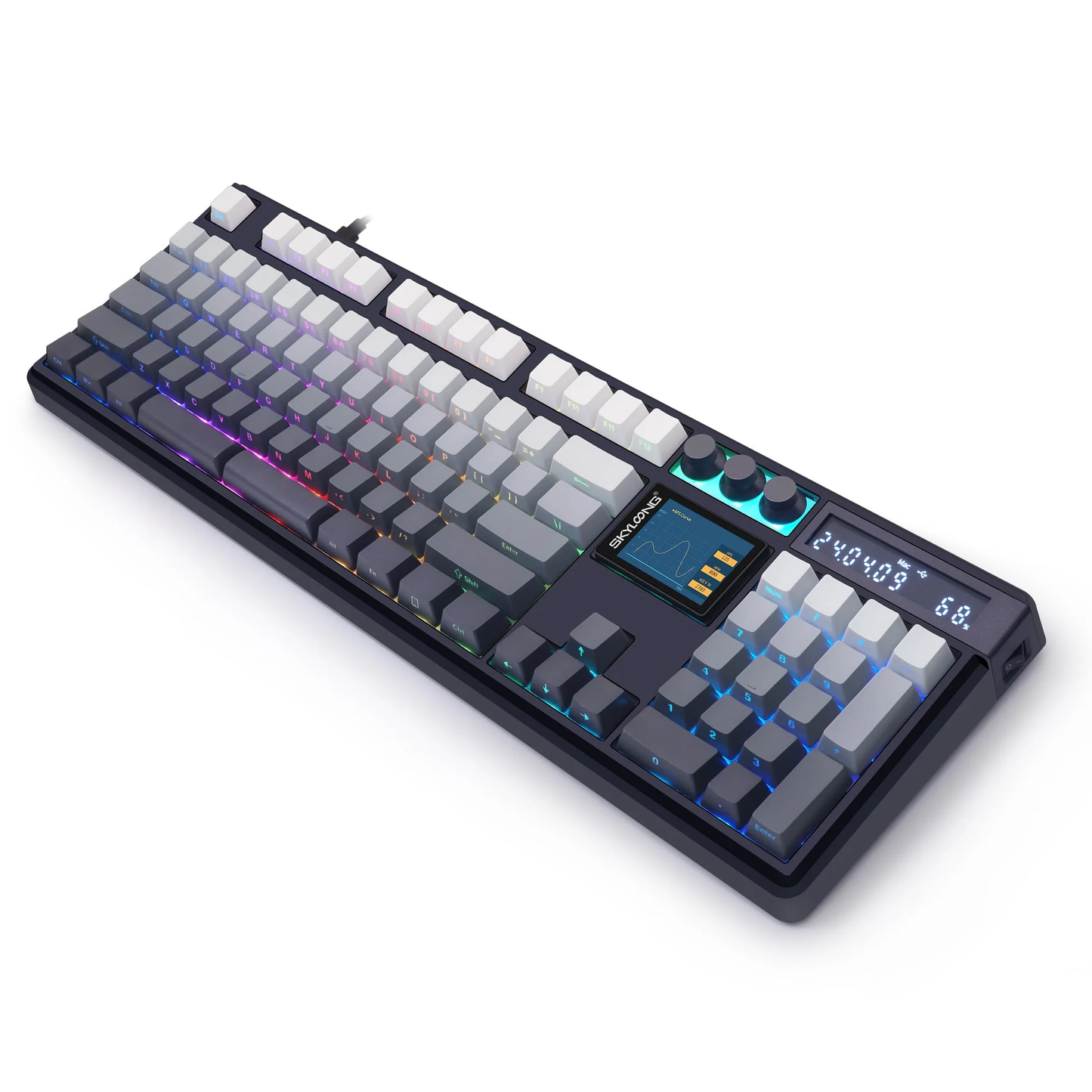 Teclado Mecánico GK104 Pro Skyloong – RGB, Hot-Swap, Pantalla LCD, Perillas Programables para Gaming Profesional