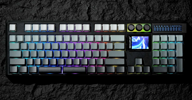 Teclado Mecánico GK104 Pro Skyloong – RGB, Hot-Swap, Pantalla LCD, Perillas Programables para Gaming Profesional