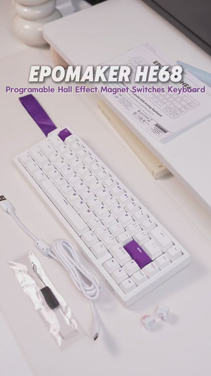 EPOMAKER HE68 – Teclado Mecánico Magnético 65% RGB, Hot-Swap, SOCD, 8000Hz para Gaming